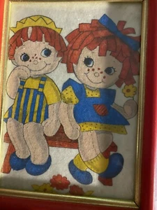 Vintage Dutch Holland RAGGEDY ANN ANDY Wall Art Original Design Frame Pair - Picture 1 of 3