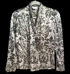 Dana Buchman Silk Top Size 4 Petites Wrap Long Sleeve Rose Gold Brown Floral - Picture 1 of 6