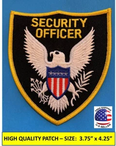 SECURITY OFFICER EMBROIDERED PATCH IRON-ON/ SEW-ON SECURITY GUARD 3.75" x 4.25" - Picture 1 of 7