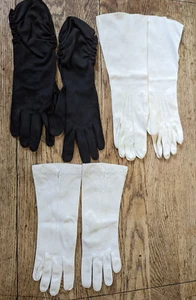 GUANTES DE ÓPERA DE COLECCIÓN Lote de 3 Costuras Top Blancas Negras Reunidas Talla 7 - 7,5 - Imagen 1 de 11
