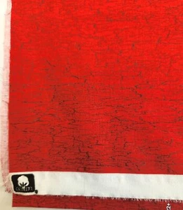 Red & Brown Cotton Cracked Pattern Textile Sewing Quilting Fabric - Picture 1 of 6