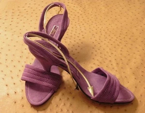 MAGNIFIQUE SANDALE LORI ROME PARIS VINTAGE 70 TOUT CUIR DAIM VIOLET NEUF T.40 - Picture 1 of 5