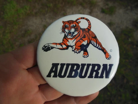 Vintage Auburn Tigers Network Sound Around Football 3" Button Pin Cover