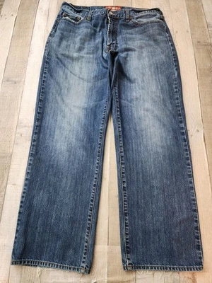 Lucky Brand 181 Relaxed Straight Distressed Blue Denim Jeans Men's 36x30 - Image 1 of 4