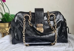 Jaeger Leather Quilted Shoulder Bag Large Black Handbag - Picture 1 of 18