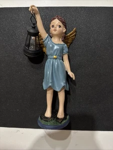 10" Fairy Garden Statue, Garden Fairy With Lantern Light Outdoor Decoration - Picture 1 of 2