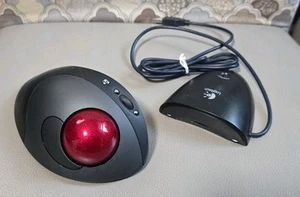 WORKING! Logitech Cordless Optical TrackMan Mouse T-RB22 & USB Dongle - Picture 1 of 5
