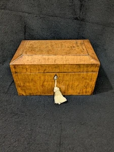19th Century Antique Burl Oak Document Box W/ Key Working Lock 10" x 6.5" x 5" - Picture 1 of 7