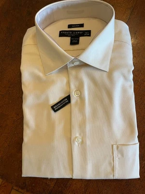NWT Men’s Wearhouse Pronto Uomo cream Non-Iron Dress Shirt 16 1/2 34/35 - Image 1 of 3