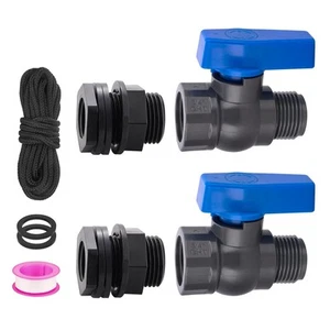 PVC Rain Barrel Spigot Kit 2 Pack 3/4" GHT Garden Hose Shut Off Valve With Bu... - Picture 1 of 6
