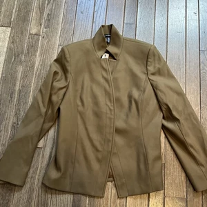Blazer oculto de 3 botones mezcla de lana dorado Linda Allard Ellen Tracy 10 Petite nuevo con etiquetas - Imagen 1 de 10