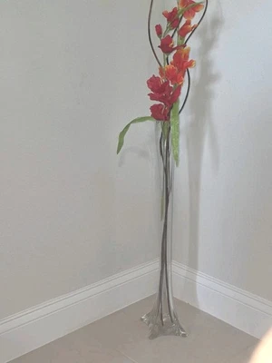 Высокая напольная ваза из прозрачного стекла — элегантный современный дизайн, высота 29 дюймов - Изображение 1 из 4