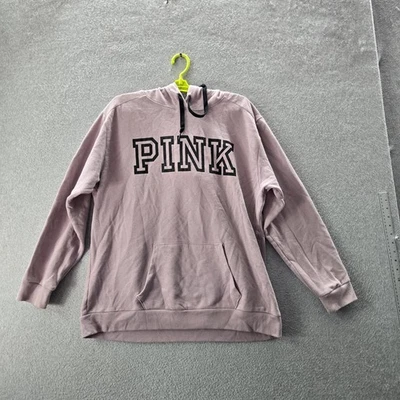Victoria's Secret PINK Women Hoodie L Brown Logo Drawstring Long Sleeve - Image 1 of 4