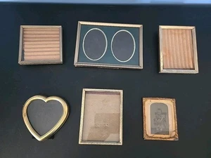 Menge 6 Vintage Antik Metall Bilderrahmen Goldfarben Staffelei Mini Hochzeit Kunst Wand - Bild 1 von 19