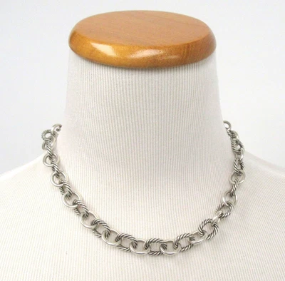 Collar David Yurman de plata de ley de eslabones ovalados de 18" 10 mm Foto 1 de 4