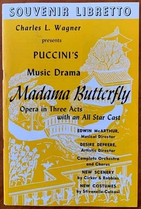 Souvenir Libretto Puccini's Madama Butterfly Opera: Charles L Wagner, 1947-1948 - Picture 1 of 3