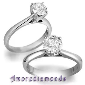 1 quit E VS1 GIA diamante redondo solitario anillo de compromiso catedral oro blanco 18k - Imagen 1 de 1