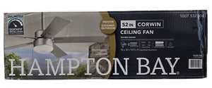 Hampton Bay 56050 52" Corwin Indoor/Outdoor Silver LED Ceiling Fan+Light Kit OB - Picture 1 of 7