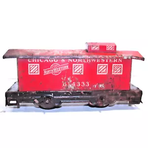 Vintage O Hafner Overland Chicago & Northwestern Red Caboose #614333 Paint Wear - Picture 1 of 6