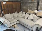 Grey fabric corner sofa with Footstool used- Smoke Free Home