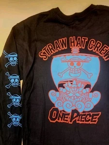 One Piece Straw Hat Anime Long Sleeve T-Shirt Mens Size M Black NWOT Ships Free - Picture 1 of 11