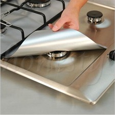 1/2/4PCS in foglio di alluminio Piano Cottura a Gas Olio Protettore Fodera Riutilizzabile STUFA PULITA STUOIA Pad