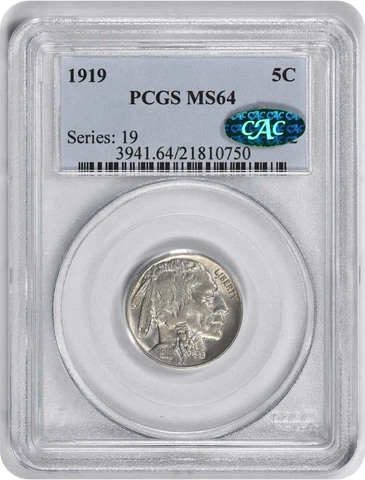 1919 Buffalo Nickel MS64 PCGS (CAC) Cover