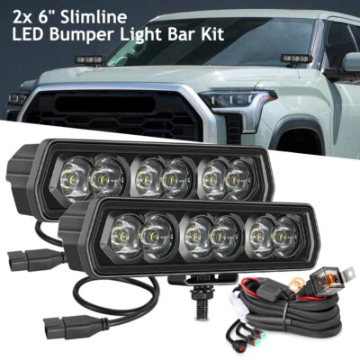 一对 60W 6 英寸 Slimline LED 保险杠灯条 DT 线套件适用于 2019 - 2023 福特 Ranger — 第 1/4 张图片