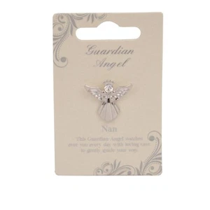 Nan Guardian Angel Silver Coloured Angel Pin With Gem Stone Sentimental Gift Ide - Picture 1 of 1