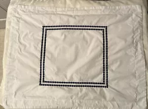 Pottery Barn STANDARD Pillow Sham Embroidered Pearl Dot Circle Border Blue - Picture 1 of 5