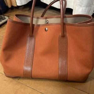 Hermes Garden Party PM Toile Orange Canvas Leather Tote Bag Handbag - Picture 1 of 23