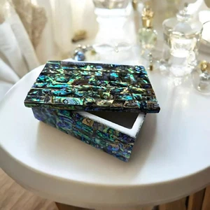 Caja de baratija de joyería concha de abulón de 6"x4"x2" diseño artístico perfecto para regalo diciembre - Imagen 1 de 5