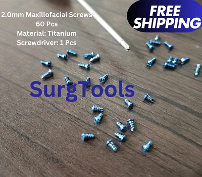 Tornillos óseos maxilofaciales de titanio de 2,0 mm de 6 mm a 10 mm (60 piezas) y destornillador 1 Foto 1 de 4
