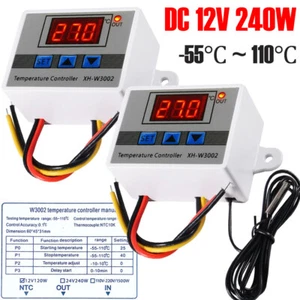 2PC DC 12V Digital LED Temperature Controller Thermostat Switch Relay NTC Sensor - Picture 1 of 9