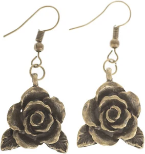 Pendientes Lindos ROSE Vintage FLOWER PENDIENTES - Rockabilly Oro Antiguo - Imagen 1 de 2
