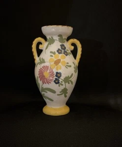 (198) Italian Pottery Vase Made In Italy 740/147 Yellow Multicolor 5.5 in Talk - Picture 1 of 4
