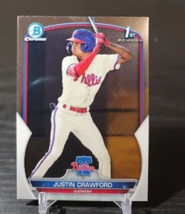 2023 Bowman Chrome Justin Crawford 1° Bowman #BCP-3 Philadelphia Phillies - Foto 1 di 2