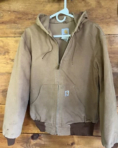 Carhartt J131 BRN Hooded Zip Jacket Men Small Brown USA Union Made - Picture 1 of 15