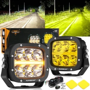 AUXBEAM 5INCH LED Work Light Offroad Driving Cube Pods Amber DRL ATV Spot Flood - Picture 1 of 12