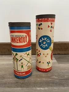 Vintage The Original TinkerToy & Make it Toys Cannisters - Misc. Pieces - Picture 1 of 8