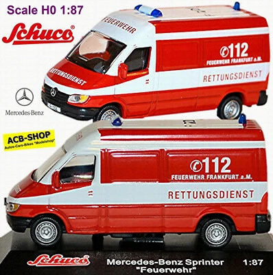 Mercedes-Benz Sprinter Pompieri Francoforte Rettungsdienst Rosso 1:87 Schuco - Immagine 1 di 4