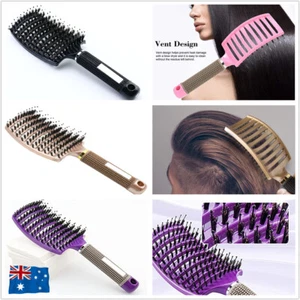 Detangle Nylon Boar Bristle Brush Hairbrush Smooth Hair Head Scalp Massage Comb - Picture 1 of 16