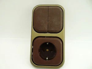 Senkrecht Busch Jaeger Lx Braun Steckdose Serienschalter 2 Fach Abdeckung Set - Bild 1 von 9