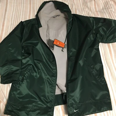 Nike Hombres Cremallera Completa, Chaqueta de Lluvia con Capucha, Forrada de Vellón Swoosh/Espelto, XL Verde Foto 1 de 4