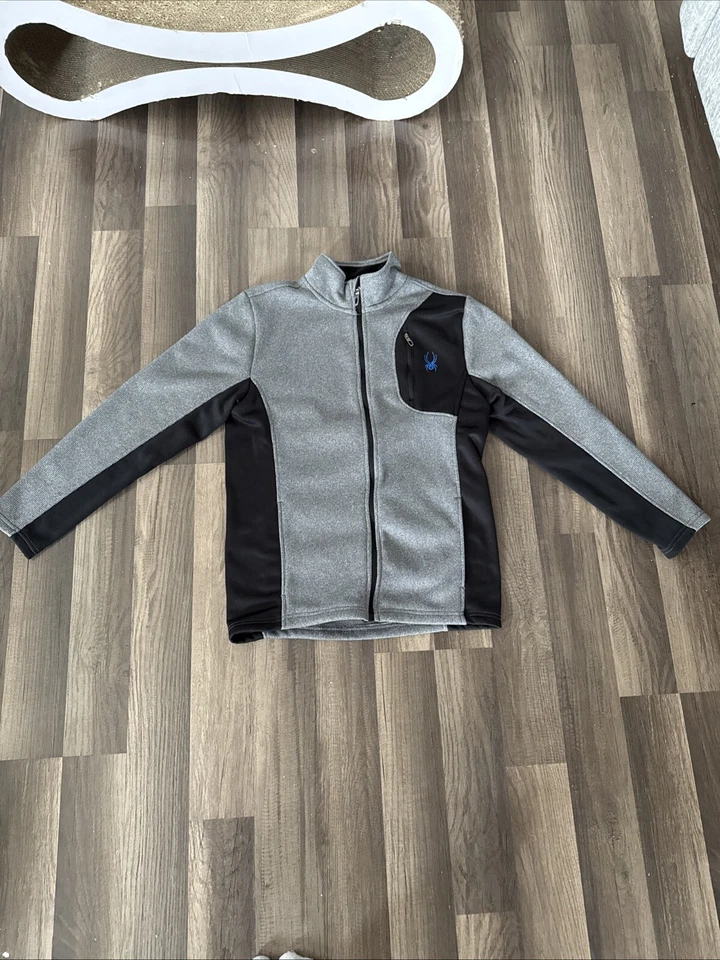 Spyder Thermal Fleece Sweater Jacket Boys XL 18/20 Zip-up Gray Embroidered Logo - Image 1 of 4