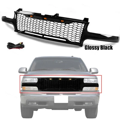 Front Grill For 99-06 Chevy Suburban 1500 Tahoe Mesh Hood Grille Gloss Black Foto 1 de 4