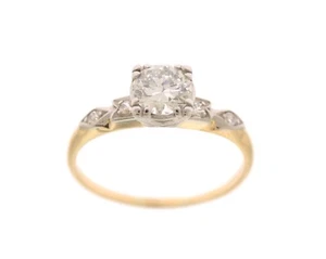 Estate Vintage 14K Yellow Gold .88 Carat Round Diamond Engagement Ring H / I1 - Picture 1 of 7
