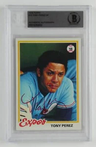 Tony Perez Signed Baseball Card Expos 1978 Topps #15 Slabbed Beckett COA HOF - Picture 1 of 3