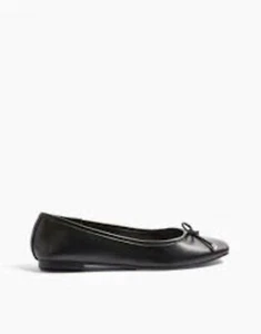Topshop Ballet Flats Ballerina Pumps With Bow Black Astrid 42A04SBLK New UK 4 - Picture 1 of 1