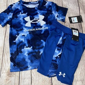 Under Armour 4 5 6 7 Blue Camo Athletic Short Set NEW - Picture 1 of 1